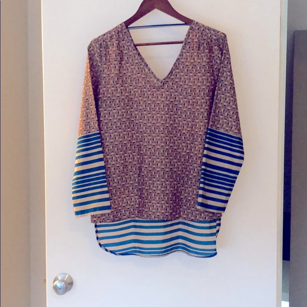 Color-blocked boutique blouse